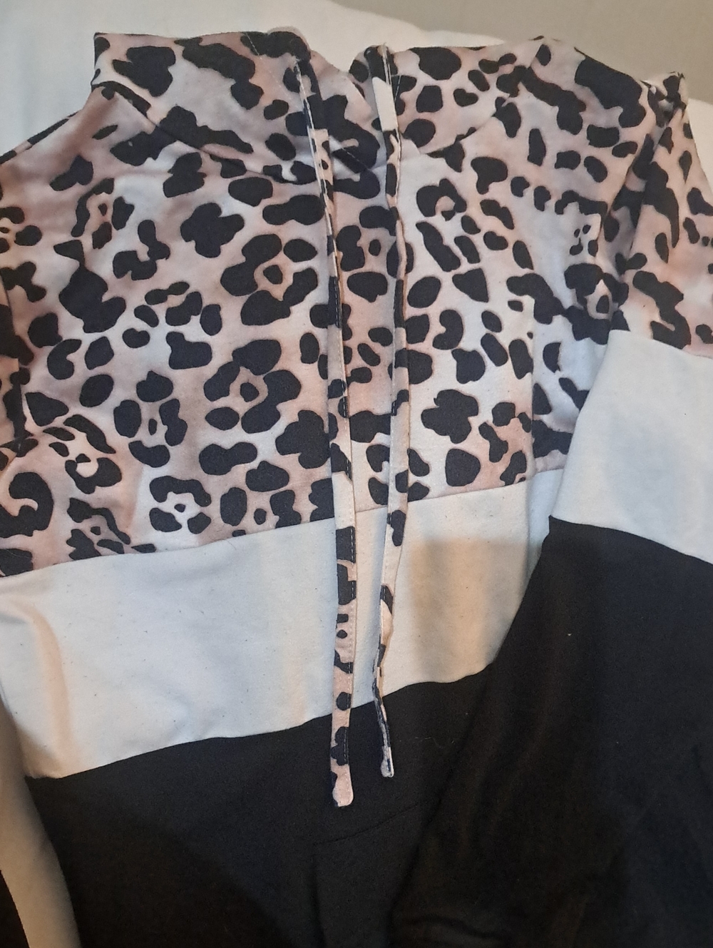 Leopard Colorblock Hoodie - Pink, White & Black